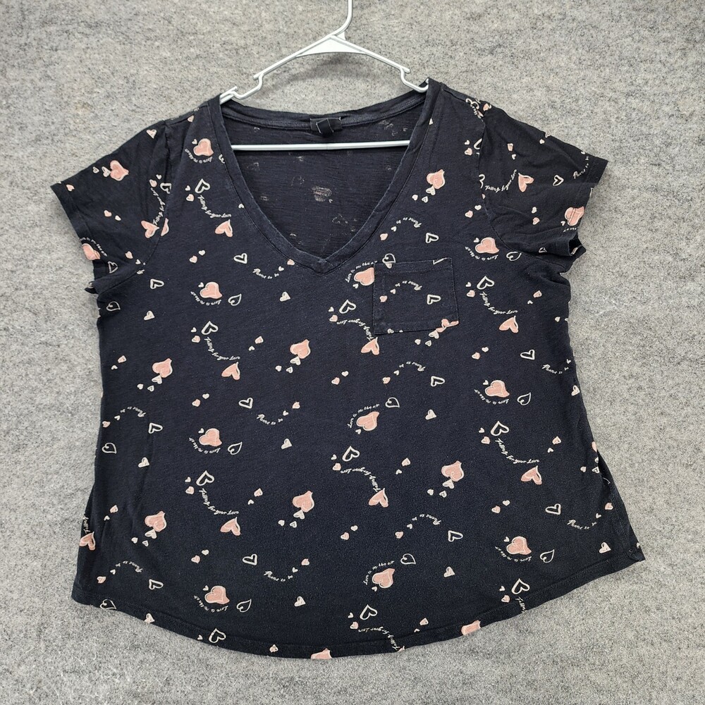Torrid Shirt Womens 1 V Neck Short Sleeve Black